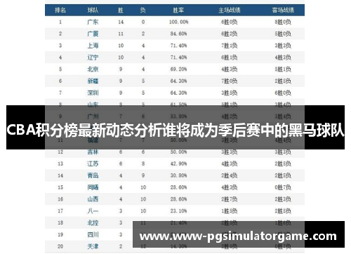 CBA积分榜最新动态分析谁将成为季后赛中的黑马球队